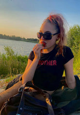 Bold Statement Baby Tee – Black Crop Top for Women